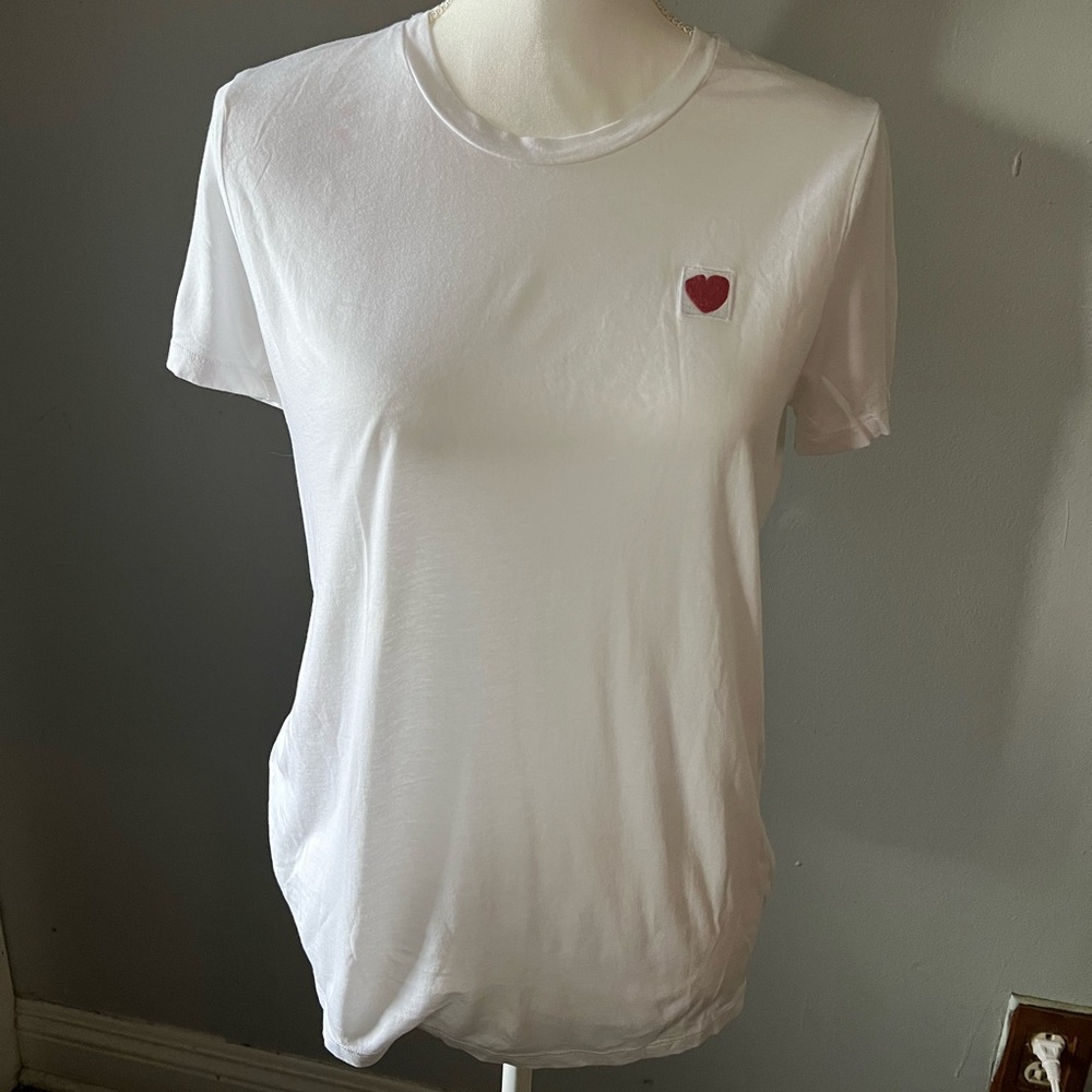 Babaton White Tee with‎ Red Heart Patch